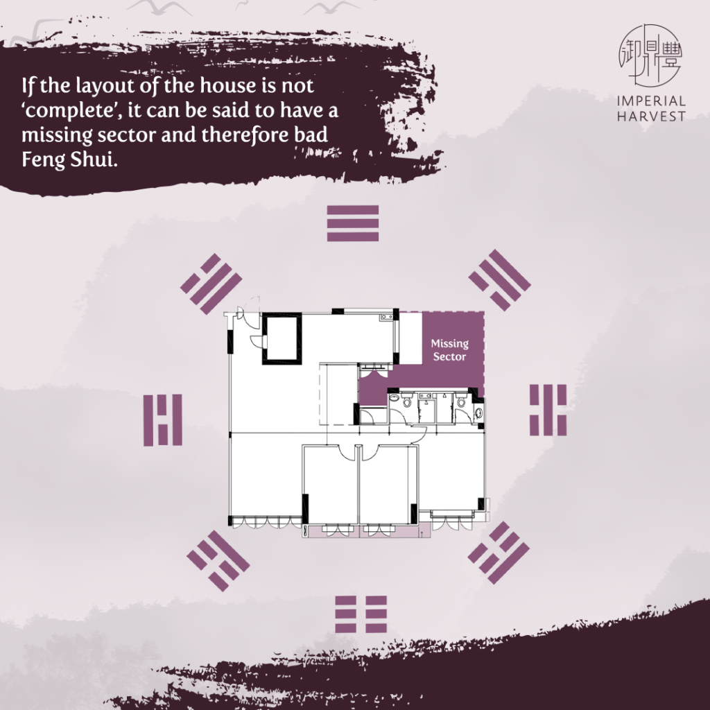 If the layout of the house is not complete, it has a missing sector and therefore bad Feng Shui
