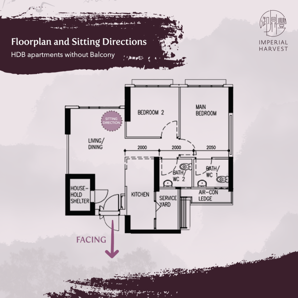 Floor plan and sitting directions - HDB apartments without balcony