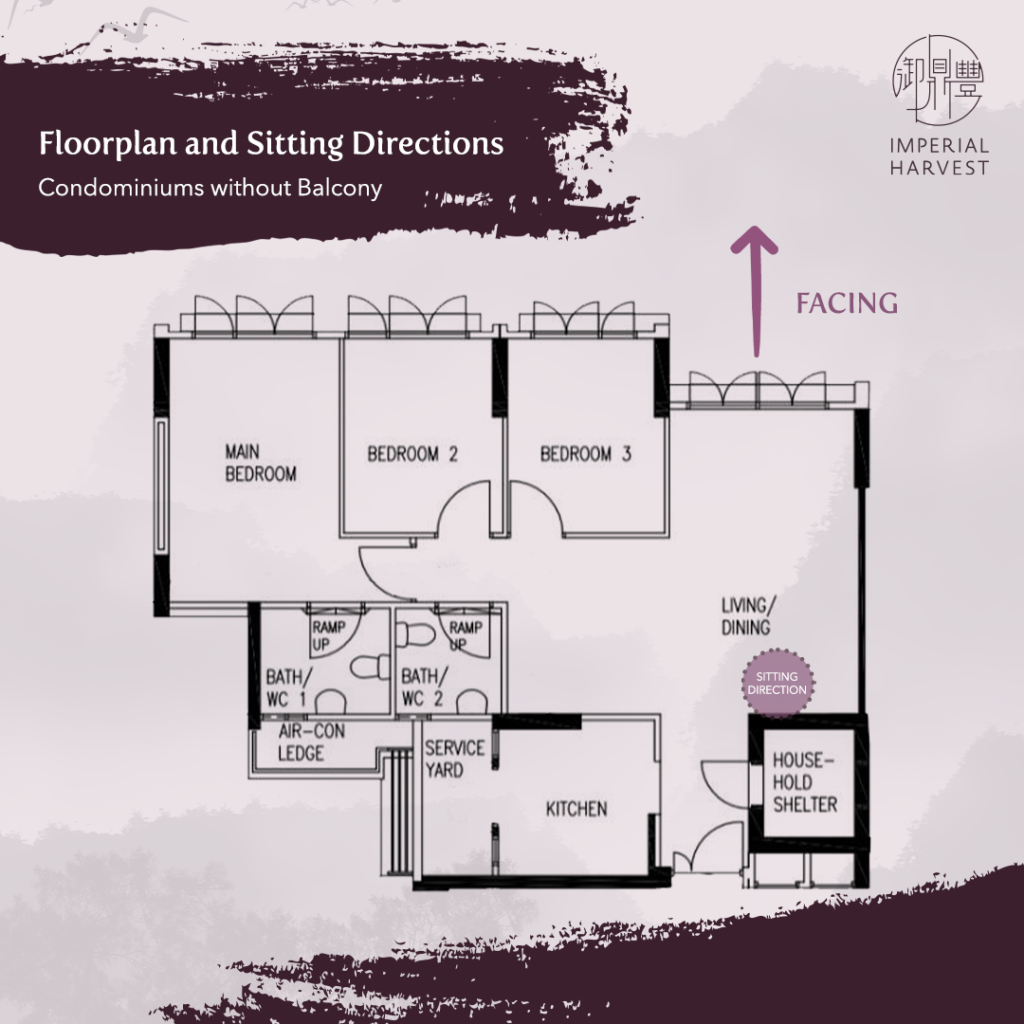 Floor plan and sitting directions - condominiums without balcony