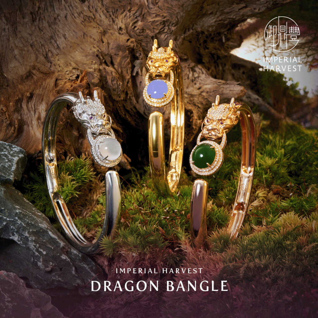 Imperial Harvest Imperial Dragon Bangle in White Gold, Yellow Gold and Rose Gold