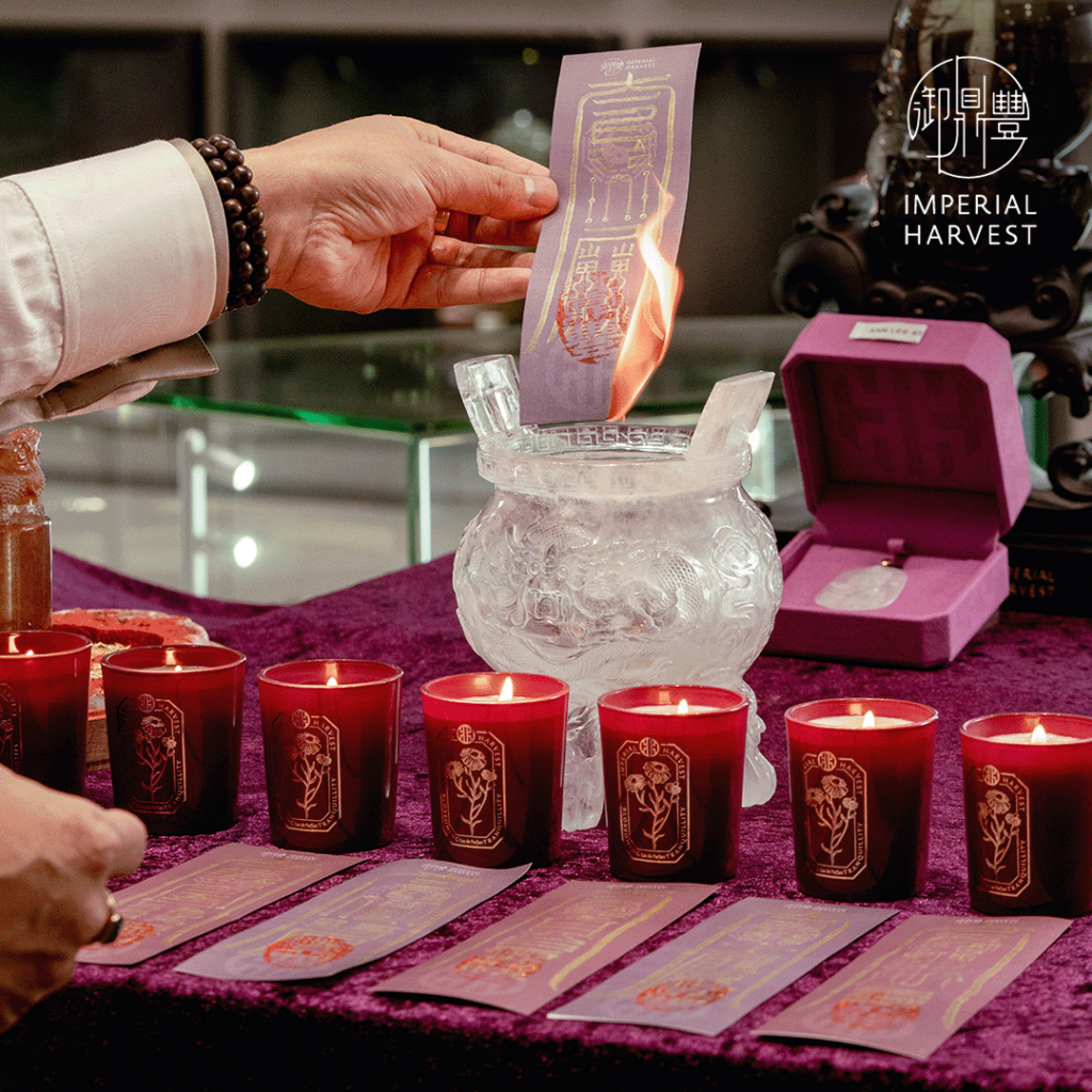 Master David burning the talismans during the consecration ceremony. 