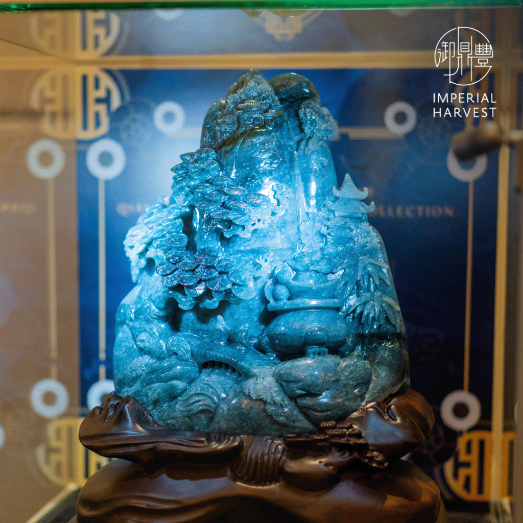 Imperial Harvest Qian Long Jadeite Mountain displayed at Imperial Harvest's 2025 CNY Event