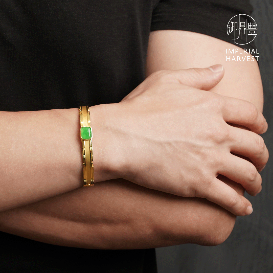 Bliss of Harvest Jadeite Bangle on male model