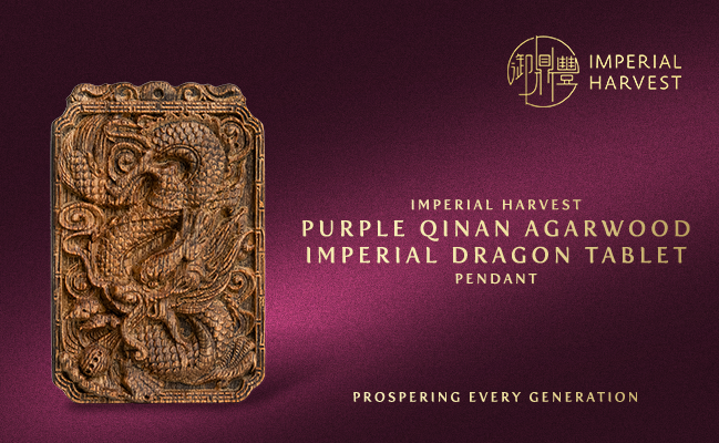 Purple Qinan Agarwood Imperial Dragon Tablet Pendant
