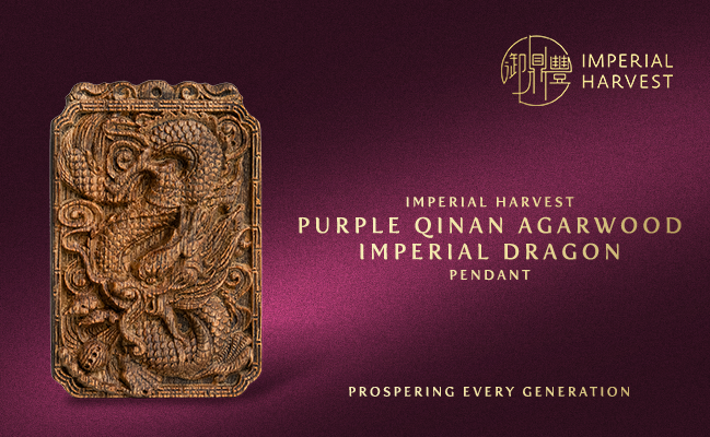 Purple Qinan Agarwood Imperial Dragon Pendant