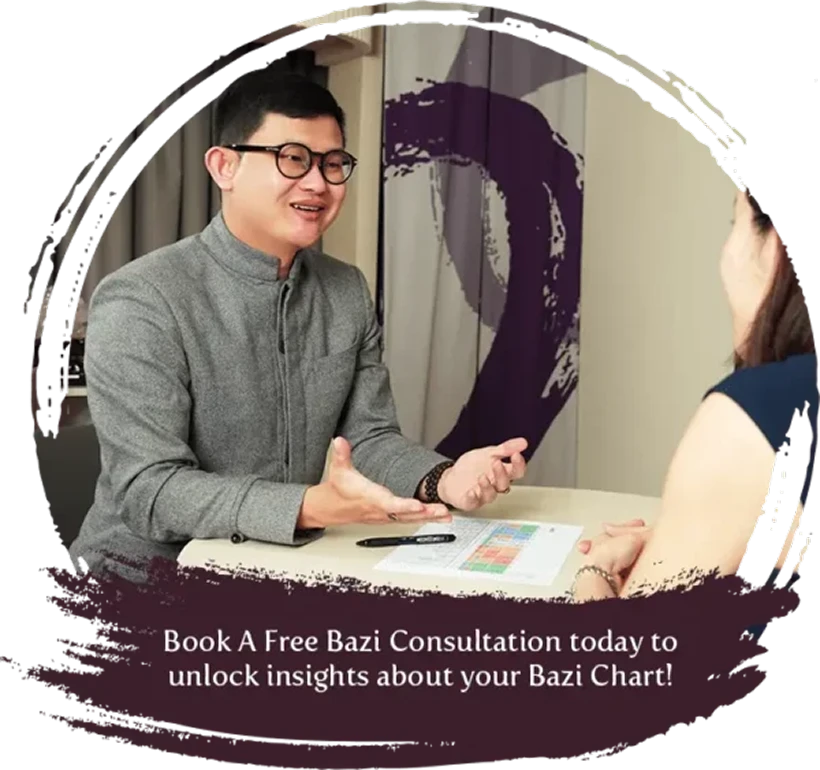 Bazi consultant discussing a Bazi chart with a client