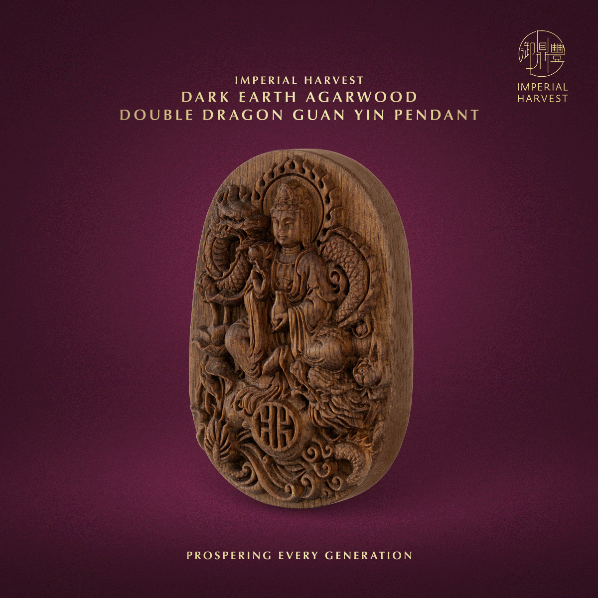 Blog 07.17 Imperial Harvest Dark Earth Agarwood Double Dragon Guan Yin Pendant Side Profile