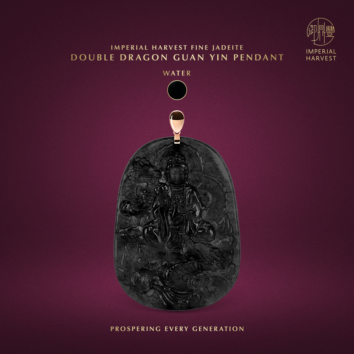 Blog 09.17 Imperial Harvest Fine Jadeite Double Dragon Guan Yin Pendant Water 1