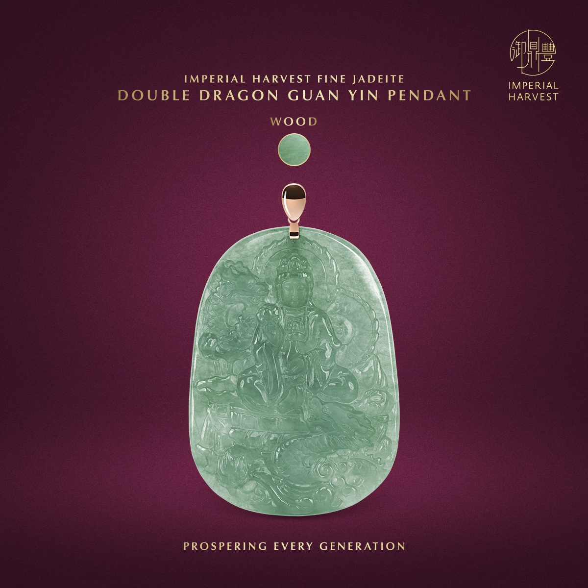 Blog 09.17 Imperial Harvest Fine Jadeite Double Dragon Guan Yin Pendant Wood 1