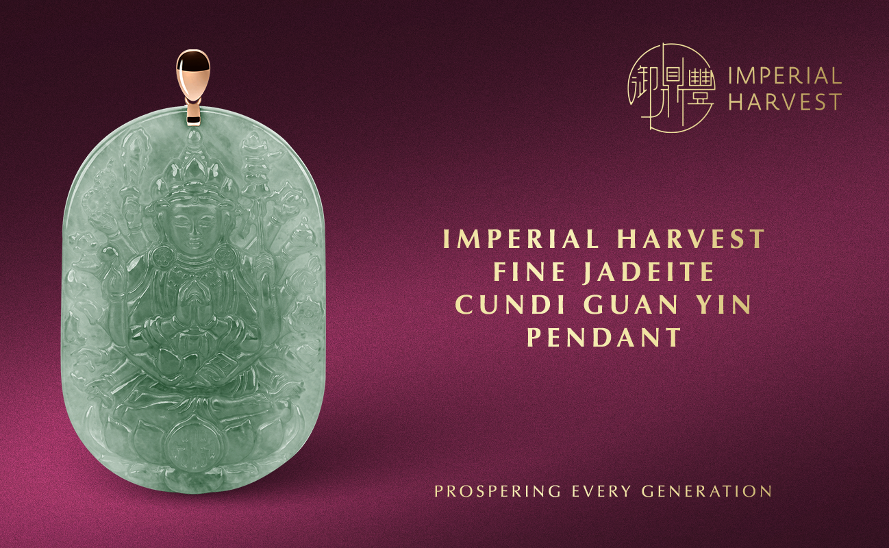 Imperial Harvest Fine Jadeite Cundi Guan Yin Pendant