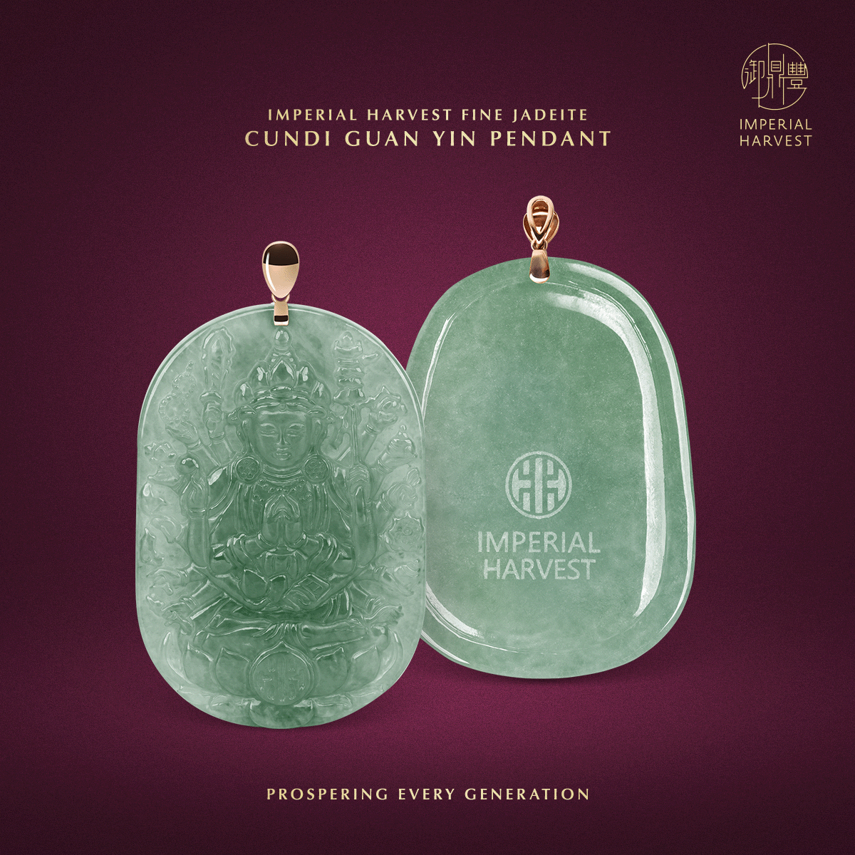 Blog 10.09 Imperial Harvest Fine Jadeite Cundi Guan Yin Pendant Front and Back