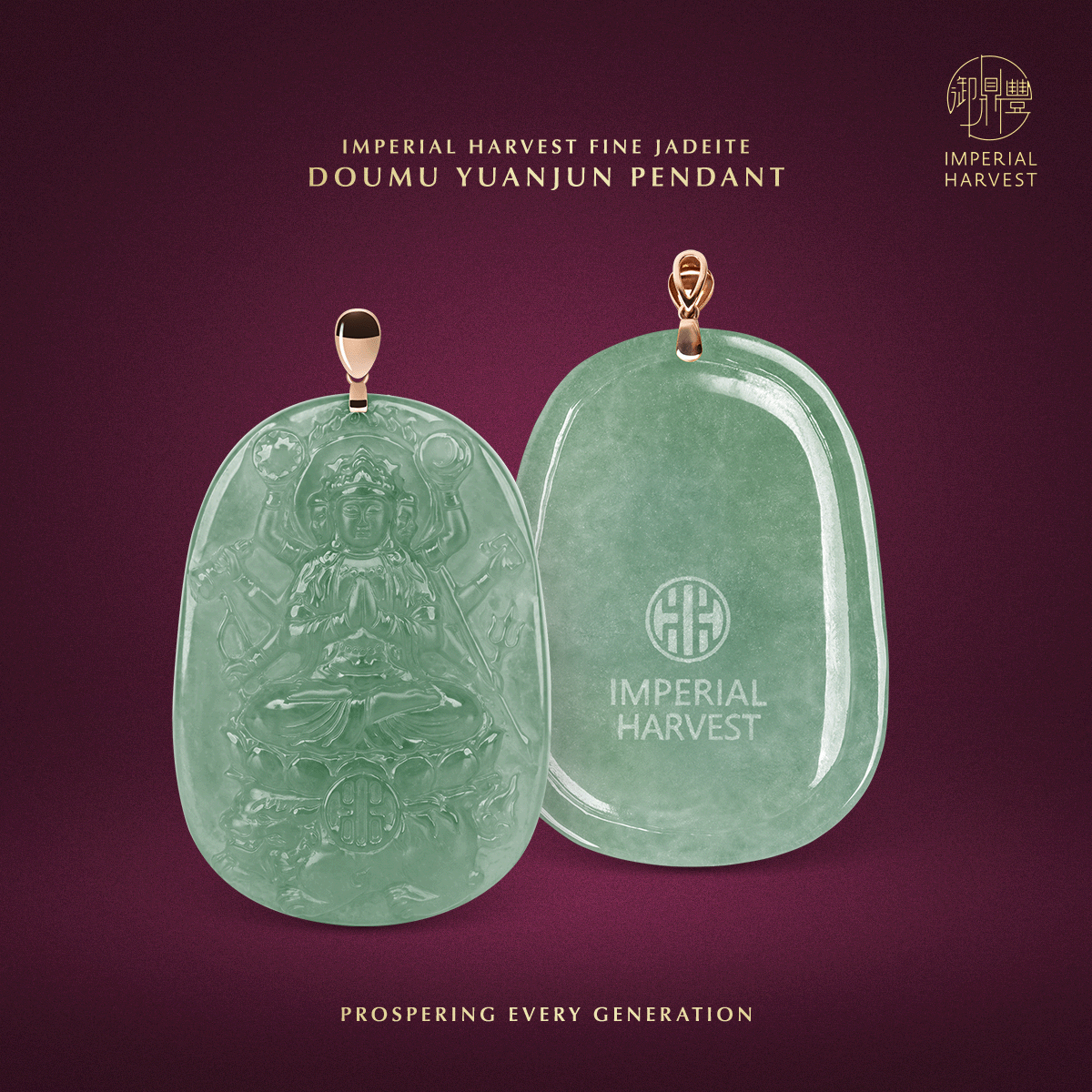 Blog 10.09 Imperial Harvest Fine Jadeite Doumu Yuanjun Pendant Front and Back